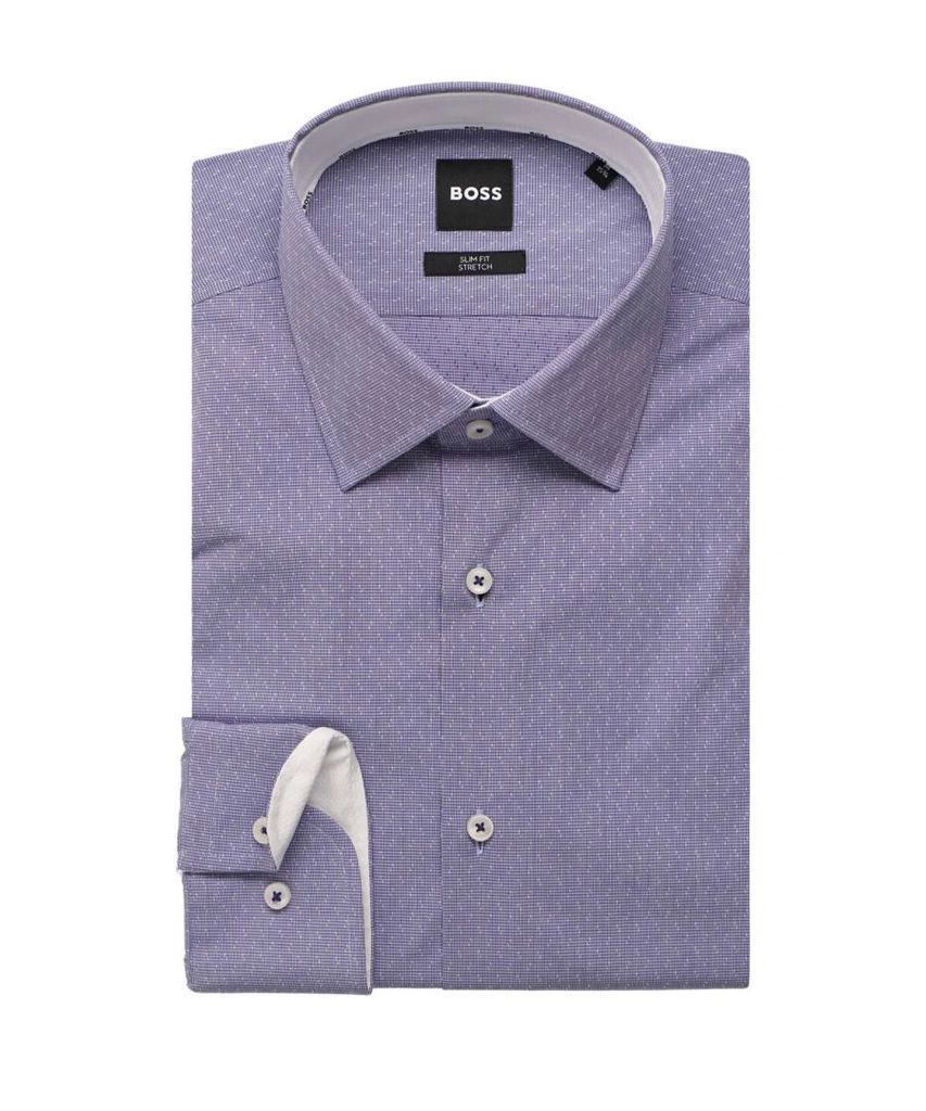 Hugo Boss Mens H-hank-kent-c3-214 Shirt Dark Purple - Size 16 inch